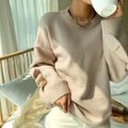 Drop-shoulder Frilled Sweater Beige - One Size