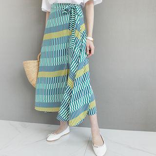 Patterned Tie-waist Wrap Skirt