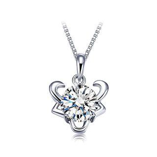 925 Sterling Silver Twelve Horoscope Taurus Pendant With White Cubic Zircon And Necklace