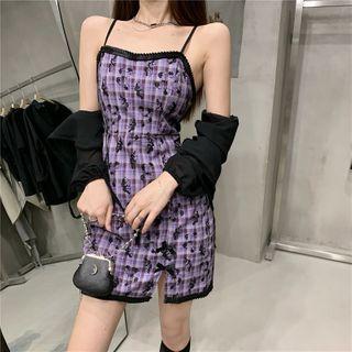 Print Slim-fit Sleeveless Dress / Strappy Shawl