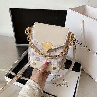 Lettering Heart Buckled Crossbody Bag