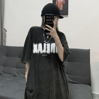 Short Sleeve Letter Print Loose T-shirt
