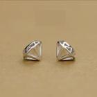 Perforated Diamond Stud Earring 1 Pair - Silver - One Size