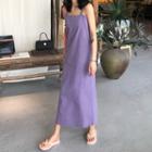 Plain Strappy Midi A-line Dress Purple - One Size