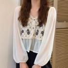 Floral Embroidered Paneled Blouse