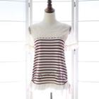 Short-sleeve Lace Panel Striped T-shirt