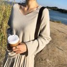 V-neck Cashmere Blend Sweater Beige - One Size