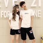 Couple Matching Pizza Print T-shirt / Print Shorts
