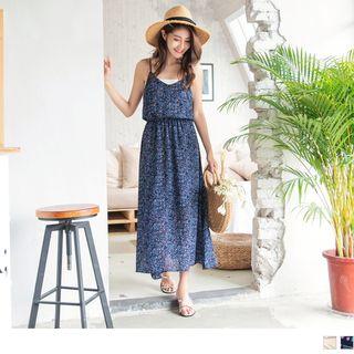 Spaghetti Strap Smocked Waist Floral Dress