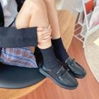 Faux Leather Fleece-lined Block-heel Loafers