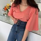 V-neck Flared-sleeve T-shirt