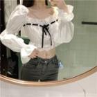 Bell-sleeve Crop Top White - One Size
