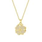 Cz Clover Necklace 059 - Necklace - Gold - One Size