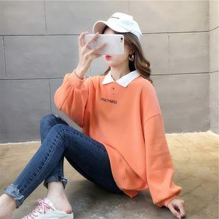 Long-sleeve Letter Print Peter Pan Collar Pullover