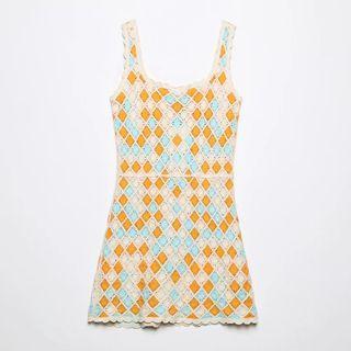 Wide Strap Crochet Mini A-line Dress