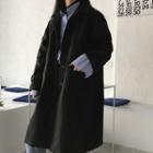 Single Breasted Woolen Coat Black - One Size