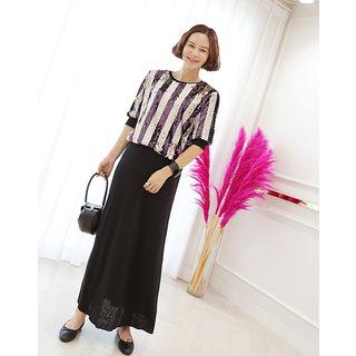 Drawstring-waist Linen Blend Maxi Skirt