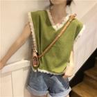 Lace Trim Vest Green - One Size