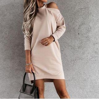 Long-sleeve Cutout Mini Shift Dress
