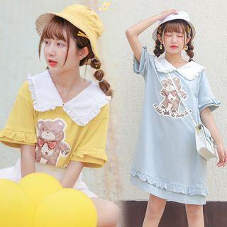 Bear Print Short-sleeve T-shirt / T-shirt Dress