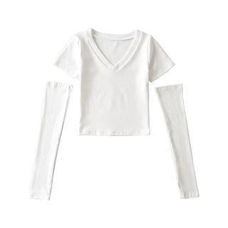 Set: Short-sleeve V-neck T-shirt + Arm Sleeves