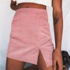 Slit Mini Pencil Corduroy Skirt