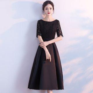 Short-sleeve A-line Cocktail Dress / Short-sleeve A-line Evening Gown