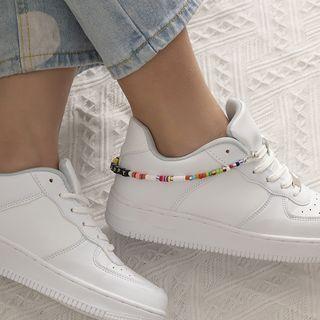 Acrylic Bead Shoe Charms Chain Silver - One Size