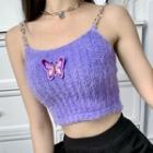Chain Strap Butterfly Embroidered Camisole Top