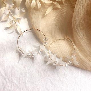 Beaded Hoop Drop Earring 1 Pair - 0125 - As Shown In Figure - One Size