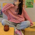 Leopard Print Long-sleeve Sweatshirt As Shown In Picture - One Size
