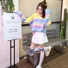 Striped Sweater / Mini Pleated Skirt