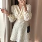 Fluffy Long-sleeve A-line Dress