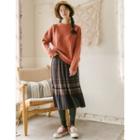 Multi-stripe Pleated Skirt