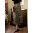 Short-sleeve Top / Floral Print A-line Skirt / Set