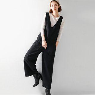 V-neck Sleeveless Denim Jumpsuit