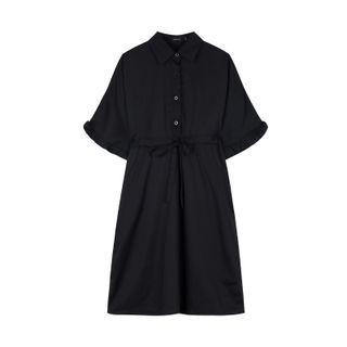 Short-sleeve Henley Mini Shirt Dress