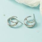 Layered Alloy Open Hoop Earring 1 Pair - Silver - One Size
