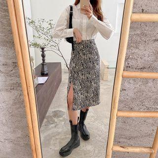 Plain Shirt / Zebra A-line Skirt / Set