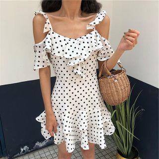 Ruffle Trim Polka Dot Layer Dress