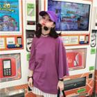 3/4-sleeve Oversized Plain T-shirt