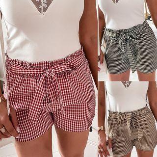Gingham High Waist Shorts