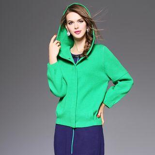 Drop-shoulder Wool Blend Hooded Jacket
