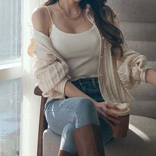 Spaghetti-strap Padded Napped Top