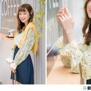 Floral Print Panel Denim Dress