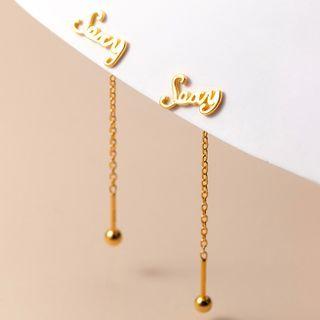 Lettering Sterling Silver Dangle Earring
