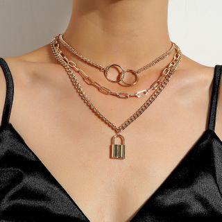 Lock Layered Chain Necklace