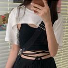 Tie-waist Cropped Camisole Top / Short-sleeve Cropped T-shirt