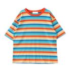 Short-sleeve Striped T-shirt Stripe - Tangerine - One Size