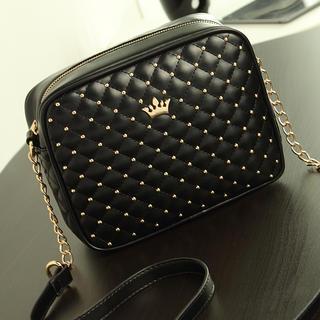 Studded Faux Leather Shoulder Bag